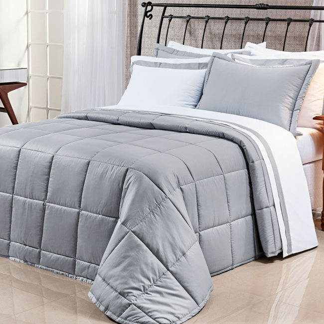 Edredom Casal King Pádua Tecido 400 Fios Egípcio 100% Algodão 03 Peças - Concreto