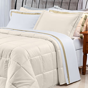 Edredom Casal King Pádua Tecido 400 Fios Egípcio 100% Algodão 03 Peças - Palha