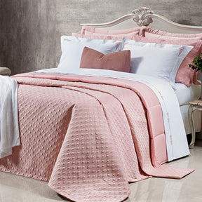 Cobre Leito Casal Queen Torino Tecido 400 Fios Egípcio 03 Peças - Rosa Chá