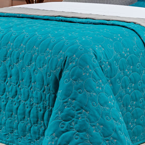 Cobre Leito Super King Bordado Bouti Dupla Face Percal 400 Fios 3,15m x 2,70m 03 Peças - Verde