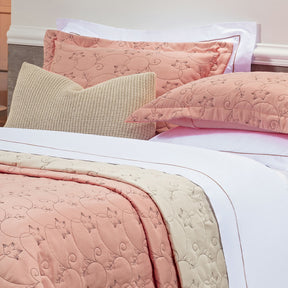 Cobre Leito Super King Bordado Bouti Dupla Face Percal 400 Fios 3,15m x 2,70m 03 Peças - Rosê