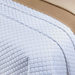 Cobre Leito Solteiro Laisa Tecido 400 Fios Egípcio 02 Peças - Branco / Dourado