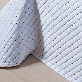 Cobre Leito Solteiro Laisa Tecido 400 Fios Egípcio 02 Peças - Branco / Dourado