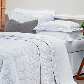 Cobre Leito Queen Bordado Bouti Dupla Face Percal 400 Fios 2,60m x 2,40m 03 Peças - Branco