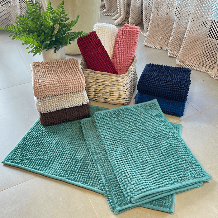 KIT 3 Tapete Bolinha Popcorn Antiderrapante 60x40cm Chenille - VERDE