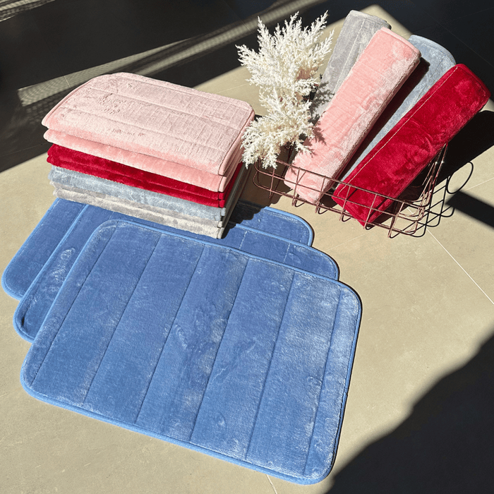 Kit 3 Tapetes Ultra Absorvente 60x40cm Soft Antiderrapante - AZUL