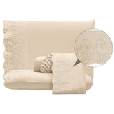 Jogo Cama Percal 300 Fios C/ Bordado Inglês Ponto Cheio Romantic Queen 04 Peças - Pérola