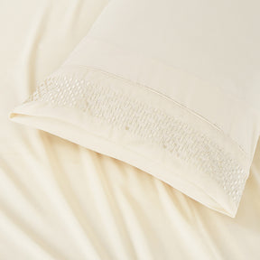 Jogo Cama Percal 300 Fios C/ Detalhe em Relevo Medellin King 04 Peças - Areia