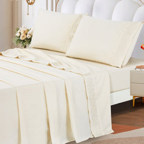 Jogo Cama Percal 300 Fios C/ Detalhe em Relevo Medellin King 04 Peças - Areia