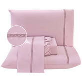 Jogo Cama Percal 300 Fios C/ Guipir Paris Casal 04 Peças - Malva