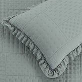 Kit Colcha Percal 300 Fios C/ Babado King Bellini 3 Peças - Cinza